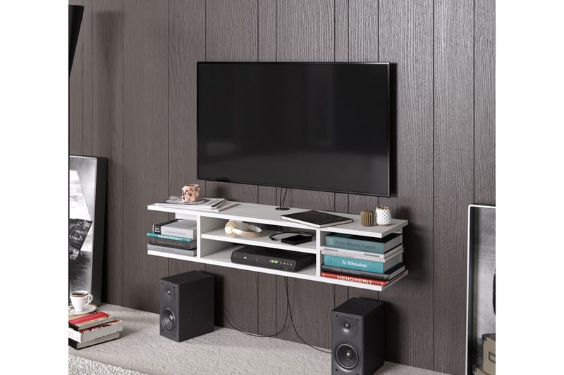 Avvakko Väggmonterad TV-bänk 135 cm med Förvaring i Målat Trä - Vit - Möbler - Vardagsrum - Tv-möbler & mediamöbler - Tv-bänkar