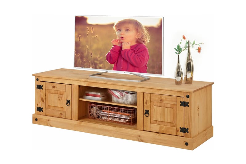 Ayala Golvstående Tv Bänk 160 cm med Förvaring i Furu - Brun - Möbler - Vardagsrum - Tv-möbler & mediamöbler - Tv-bänkar