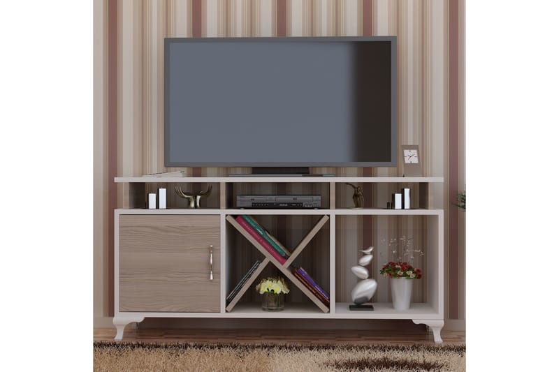 Ayaze Golvstående TV Bänk 120 cm med Förvaring i Målat Trä - Vit - Möbler - Vardagsrum - Tv-möbler & mediamöbler - Tv-bänkar