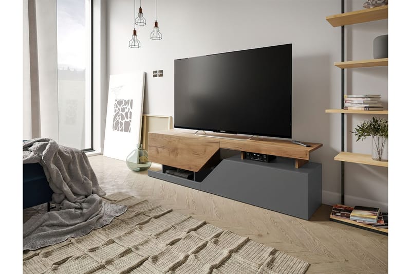 BARATIER Tv-bänk 160 cm Natur/Antracit - Möbler - Vardagsrum - Tv-möbler & mediamöbler - Tv-bänkar