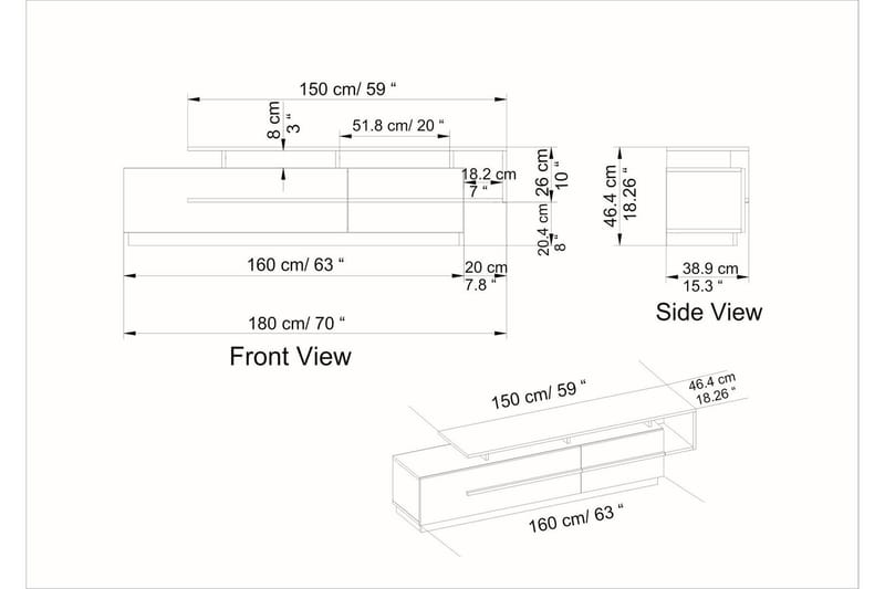 BOSIATE Tv-bänk 150 cm Natur/Vit - Tv-bänkar