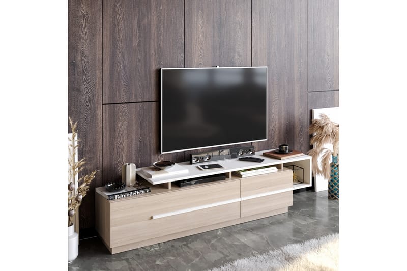 BOSIATE Tv-bänk 150 cm Natur/Vit - Möbler - Vardagsrum - Tv-möbler & mediamöbler - Tv-bänkar