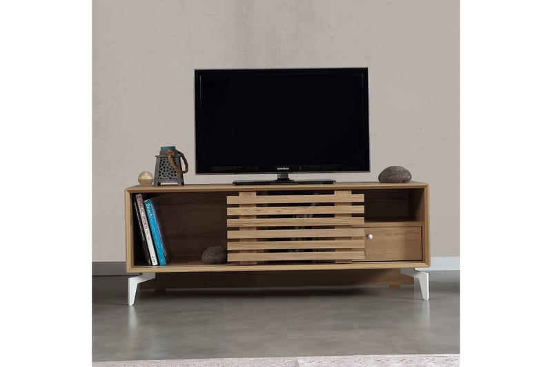 BRADLEY Tv-bänk 100 cm Grå Trä - Grå Trä - Möbler - Vardagsrum - Tv-möbler & mediamöbler - Tv-bänkar