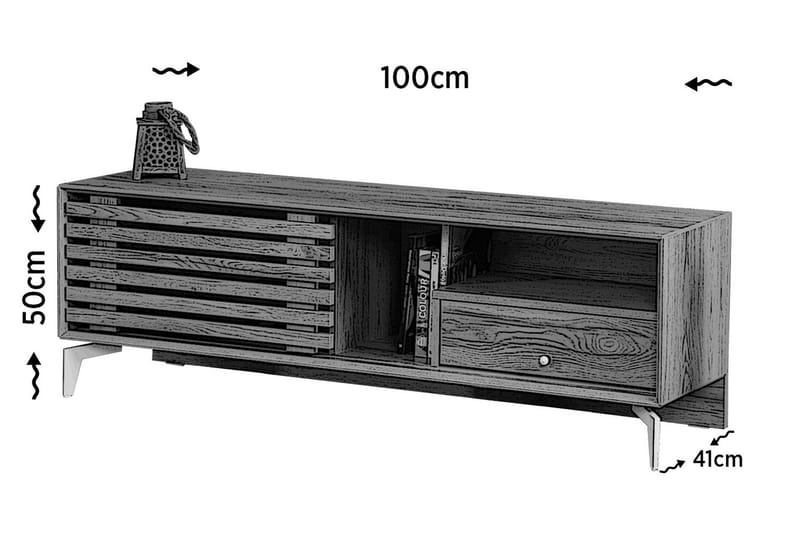 BRADLEY Tv-bänk 100 cm Grå Trä - Grå Trä - Möbler - Vardagsrum - Tv-möbler & mediamöbler - Tv-bänkar