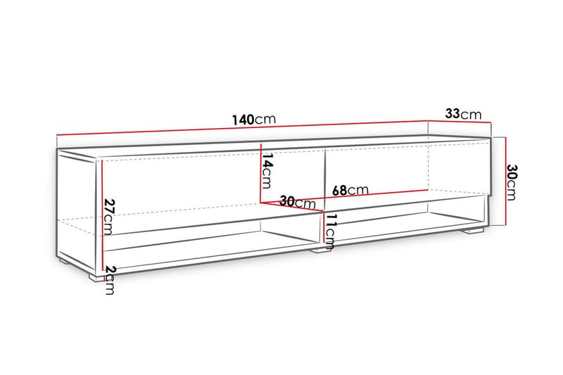 Brya TV-bänk 140x31x30 cm - Beige/Vit - Möbler - Vardagsrum - Tv-möbler & mediamöbler - Tv-bänkar