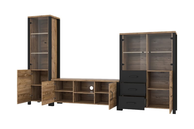 BULLERBO TV-bänk 147 cm Svart/Trä/Natur - Möbler - Vardagsrum - Tv-möbler & mediamöbler - Tv-bänkar