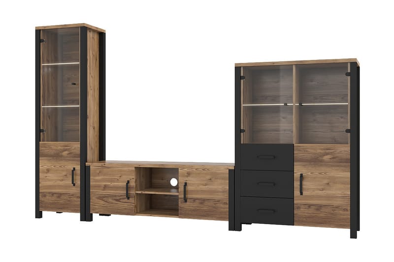 BULLERBO TV-bänk 147 cm Svart/Trä/Natur - Möbler - Vardagsrum - Tv-möbler & mediamöbler - Tv-bänkar