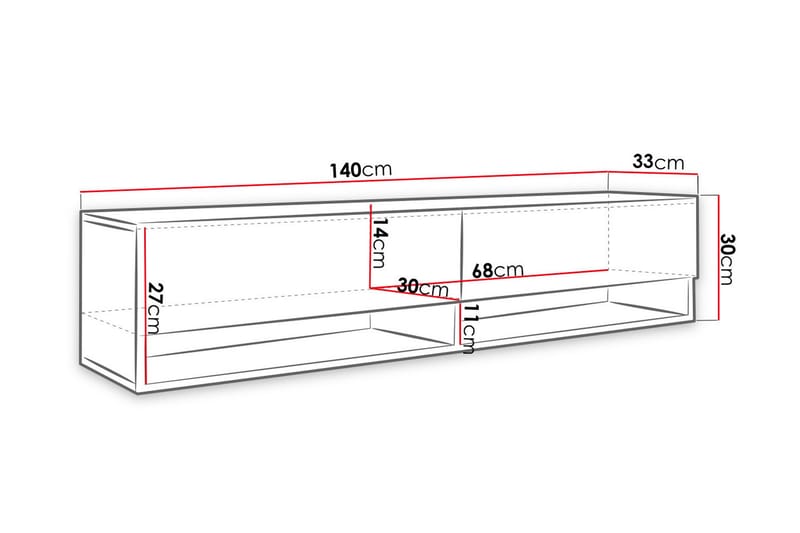 BUNIUM TV-bänk 140 cm LED-belysning Beige/Vit/RGB LED - Möbler - Vardagsrum - Tv-möbler & mediamöbler - Tv-bänkar