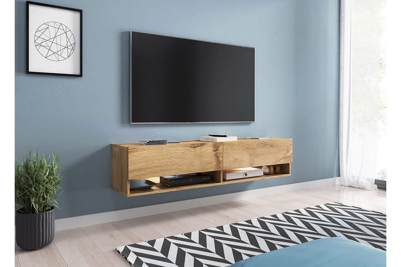 BUNIUM TV-bänk 140x31x30 cm Beige/Vit - Möbler - Vardagsrum - Tv-möbler & mediamöbler - Tv-bänkar