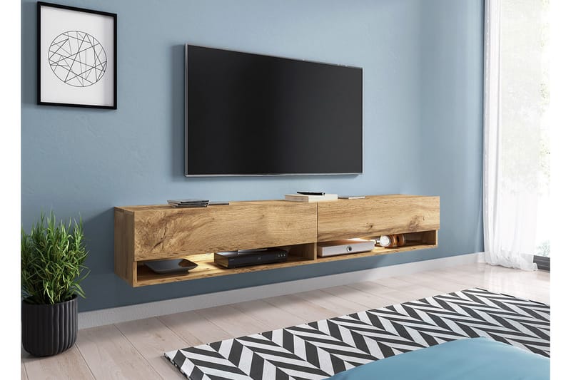 BUNIUM TV-bänk 180 cm LED-belysning Beige/Blå/RGB LED - Möbler - Vardagsrum - Tv-möbler & mediamöbler - Tv-bänkar