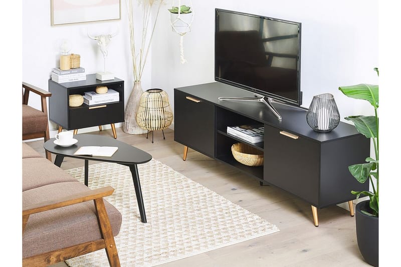 CAHUILLA TV-bänk 166x40 cm Svart - Möbler - Vardagsrum - Tv-möbler & mediamöbler - Tv-bänkar