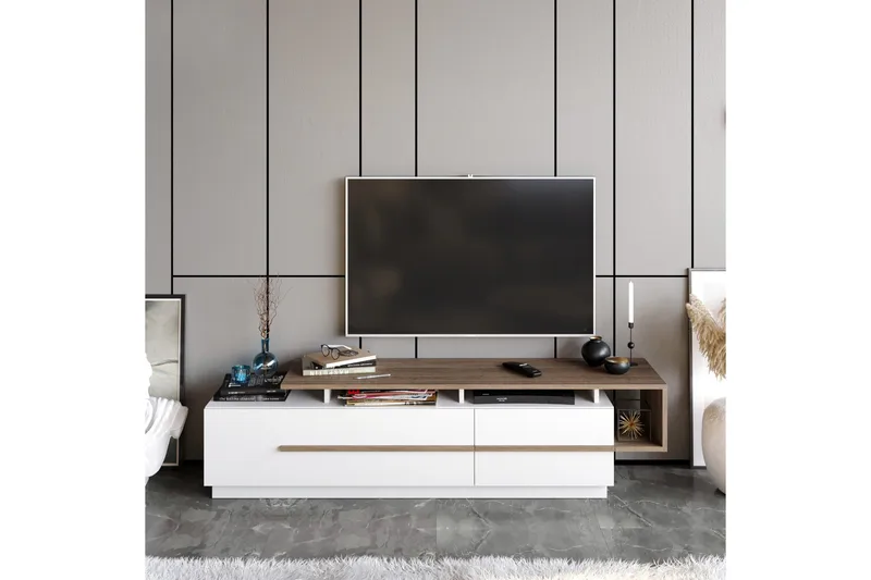 Campora Tv-bänk 150 cm - Mörkbrun/Vit - Möbler - Vardagsrum - Tv-möbler & mediamöbler - Tv-bänkar