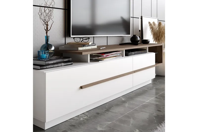 Campora Tv-bänk 150 cm - Mörkbrun/Vit - Möbler - Vardagsrum - Tv-möbler & mediamöbler - Tv-bänkar