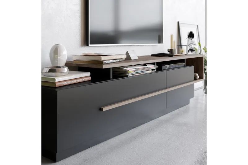 Campora Tv-bänk 180 cm - Svart/Mörkbrun - Möbler - Vardagsrum - Tv-möbler & mediamöbler - Tv-bänkar