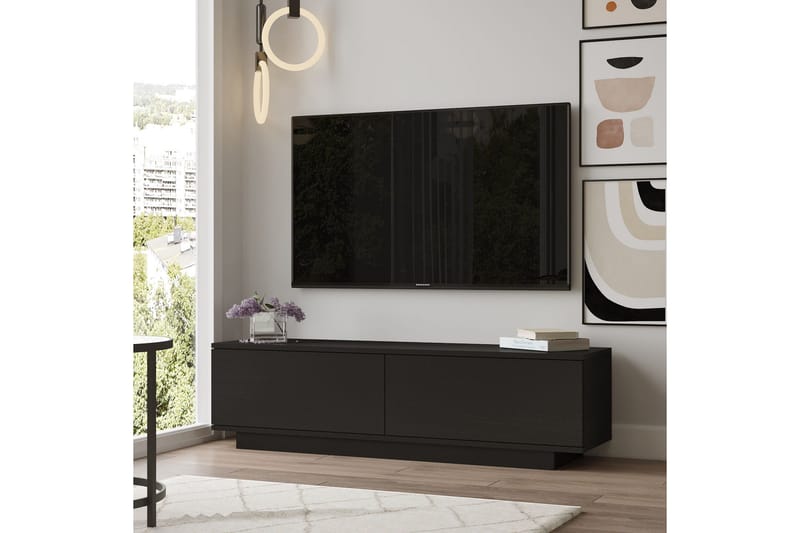 Caswell Golvstående Tv-bänk 140 cm med Förvaring i Målat Trä - Svart - Möbler - Vardagsrum - Tv-möbler & mediamöbler - Tv-bänkar
