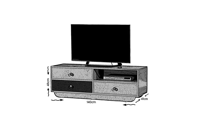 Cazablanca Tv-bänk 140 cm - Vit/Blå - Möbler - Vardagsrum - Tv-möbler & mediamöbler - Tv-bänkar