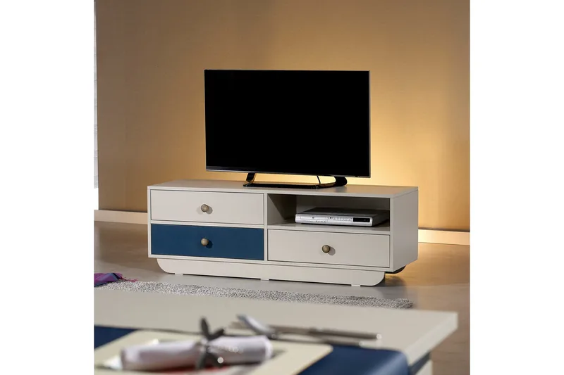 Cazablanca Tv-bänk 140 cm - Vit/Blå - Möbler - Vardagsrum - Tv-möbler & mediamöbler - Tv-bänkar