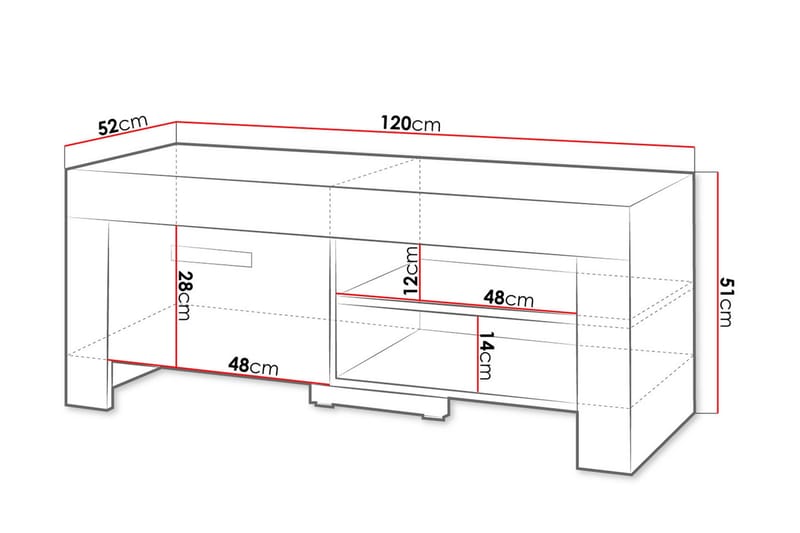 CEZAR TV-bänk 120x52x51 cm Beige/Grå - Möbler - Vardagsrum - Tv-möbler & mediamöbler - Tv-bänkar