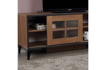 Comfortale Golvstående TV Bänk 125 cm med Förvaring i Mörkt Trä - Brun - Möbler - Vardagsrum - Tv-möbler & mediamöbler - Tv-bänkar