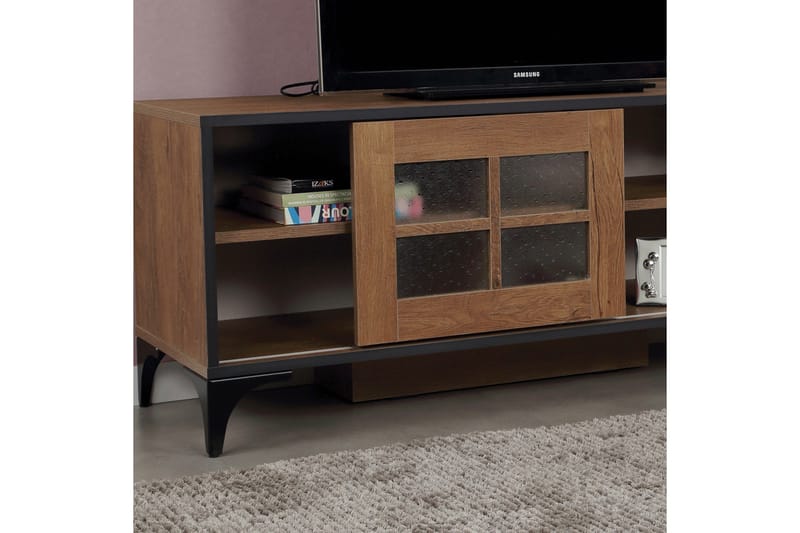 Comfortale Golvstående TV Bänk 125 cm med Förvaring i Mörkt Trä - Brun - Möbler - Vardagsrum - Tv-möbler & mediamöbler - Tv-bänkar