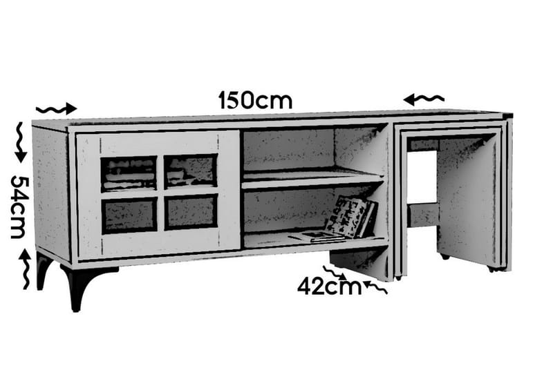 Comfortale Golvstående TV Bänk 150 cm med Förvaring och Hjul i Mörkt Trä - Brun - Möbler - Vardagsrum - Tv-möbler & mediamöbler - Tv-bänkar