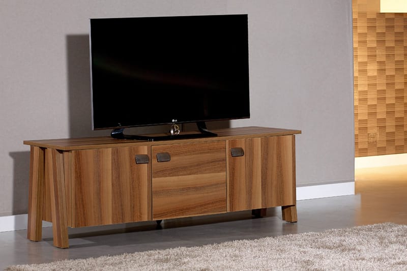 Comfortale Tv Bänk 144 cm med Förvaring i Mörkt Trä - Brun - Möbler - Vardagsrum - Tv-möbler & mediamöbler - Tv-bänkar
