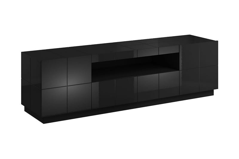 CONDAC TV-bänk 184 cm + LED Svart Högglans/Vit LED - Tv-bänkar