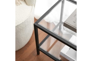 Condurso Golvstående Tv-bänk 130 cm med Förvaring i Glas och Metall - Svart - Möbler - Vardagsrum - Tv-möbler & mediamöbler - Tv-bänkar
