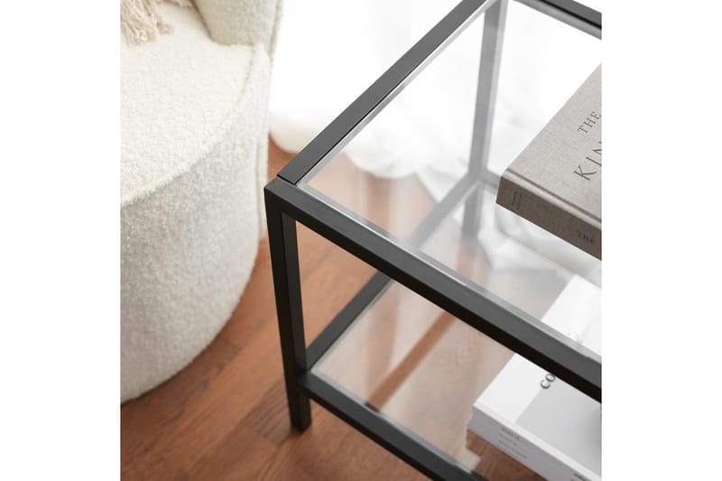 Condurso Golvstående Tv-bänk 130 cm med Förvaring i Glas och Metall - Svart - Möbler - Vardagsrum - Tv-möbler & mediamöbler - Tv-bänkar