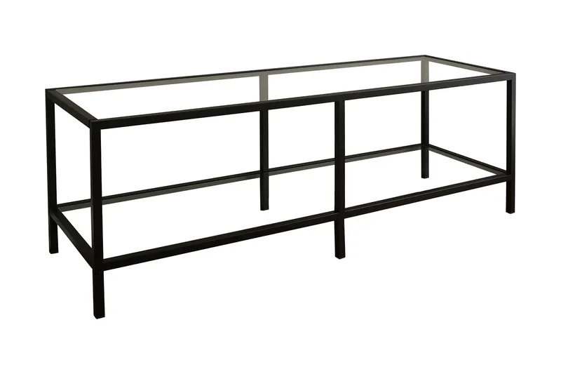 Condurso Golvstående Tv-bänk 130 cm med Förvaring i Glas och Metall, Svart