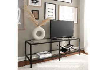 Condurso Golvstående Tv-bänk 130 cm med Förvaring i Glas och Metall - Svart - Möbler - Vardagsrum - Tv-möbler & mediamöbler - Tv-bänkar