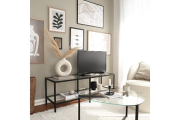 Condurso Golvstående Tv-bänk 130 cm med Förvaring i Glas och Metall - Svart - Möbler - Vardagsrum - Tv-möbler & mediamöbler - Tv-bänkar