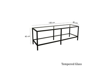 Condurso Golvstående Tv-bänk 130 cm med Förvaring i Glas och Metall - Svart - Möbler - Vardagsrum - Tv-möbler & mediamöbler - Tv-bänkar