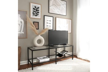 Condurso Golvstående Tv-bänk 130 cm med Förvaring i Glas och Metall - Svart - Möbler - Vardagsrum - Tv-möbler & mediamöbler - Tv-bänkar
