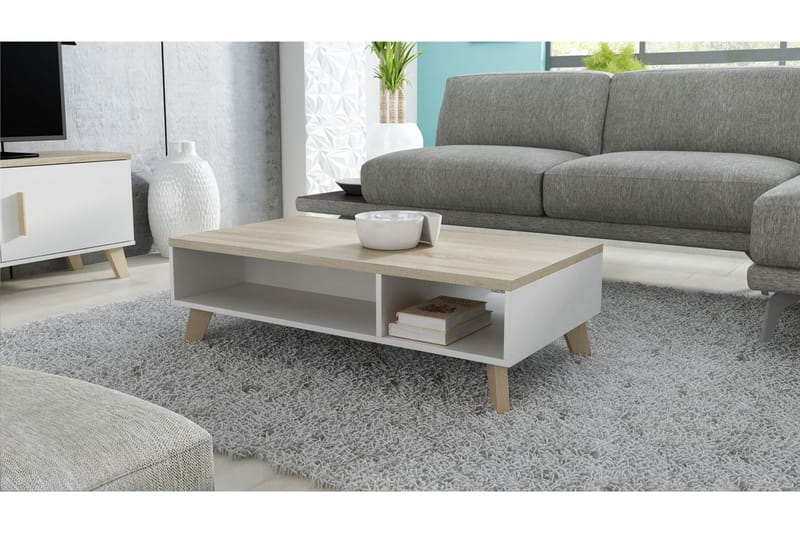 COPLIN TV-bänk 110 Vit/Ek - Vit/Ek - Möbler - Vardagsrum - Tv-möbler & mediamöbler - Tv-bänkar
