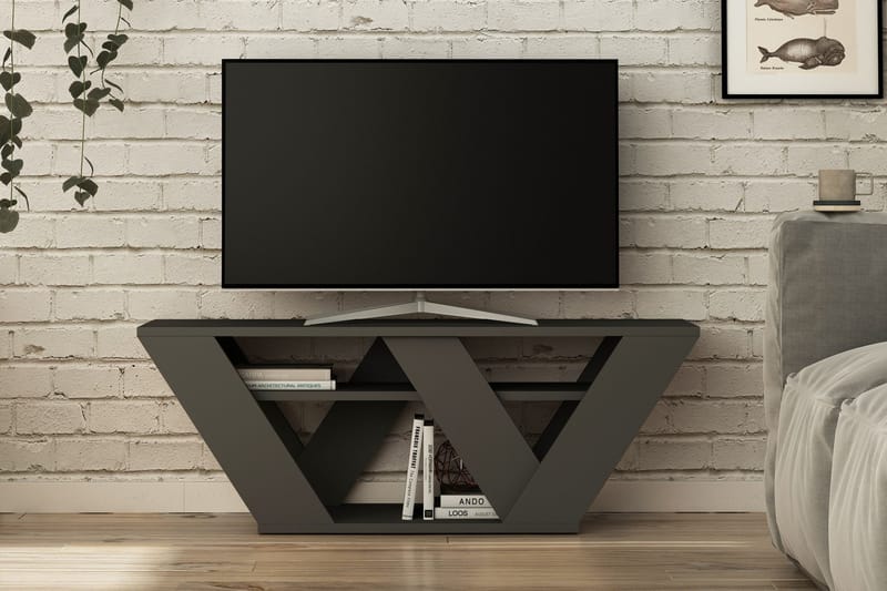 CORALEE Tv-Bänk 110 cm Mörkgrå - Mörkgrå - Möbler - Vardagsrum - Tv-möbler & mediamöbler - Tv-bänkar