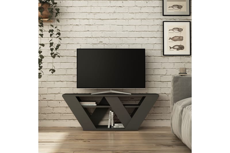 CORALEE Tv-Bänk 110 cm Mörkgrå - Mörkgrå - Möbler - Vardagsrum - Tv-möbler & mediamöbler - Tv-bänkar