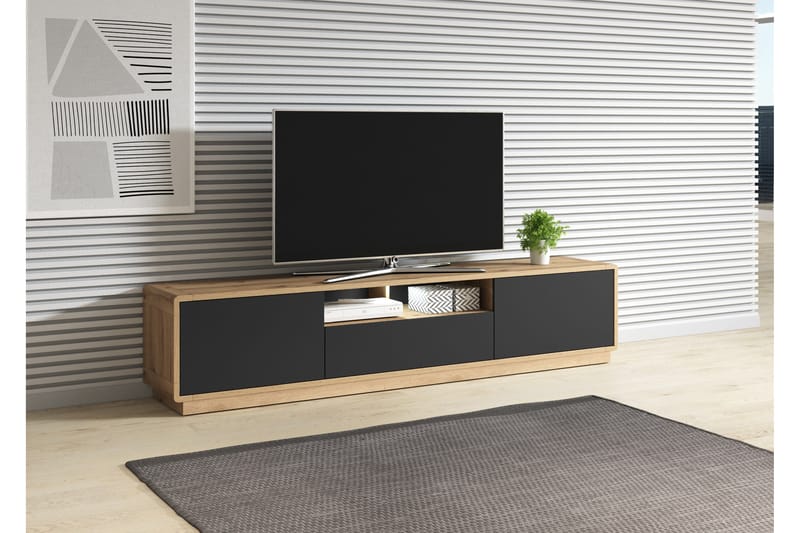 CORNLIUS Tv-bänk 200 cm Brun/Svart - Möbler - Vardagsrum - Tv-möbler & mediamöbler - Tv-bänkar