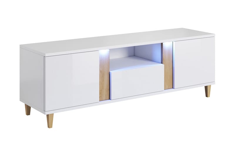 Cryan TV-bänk 150 cm, Vit/Brun