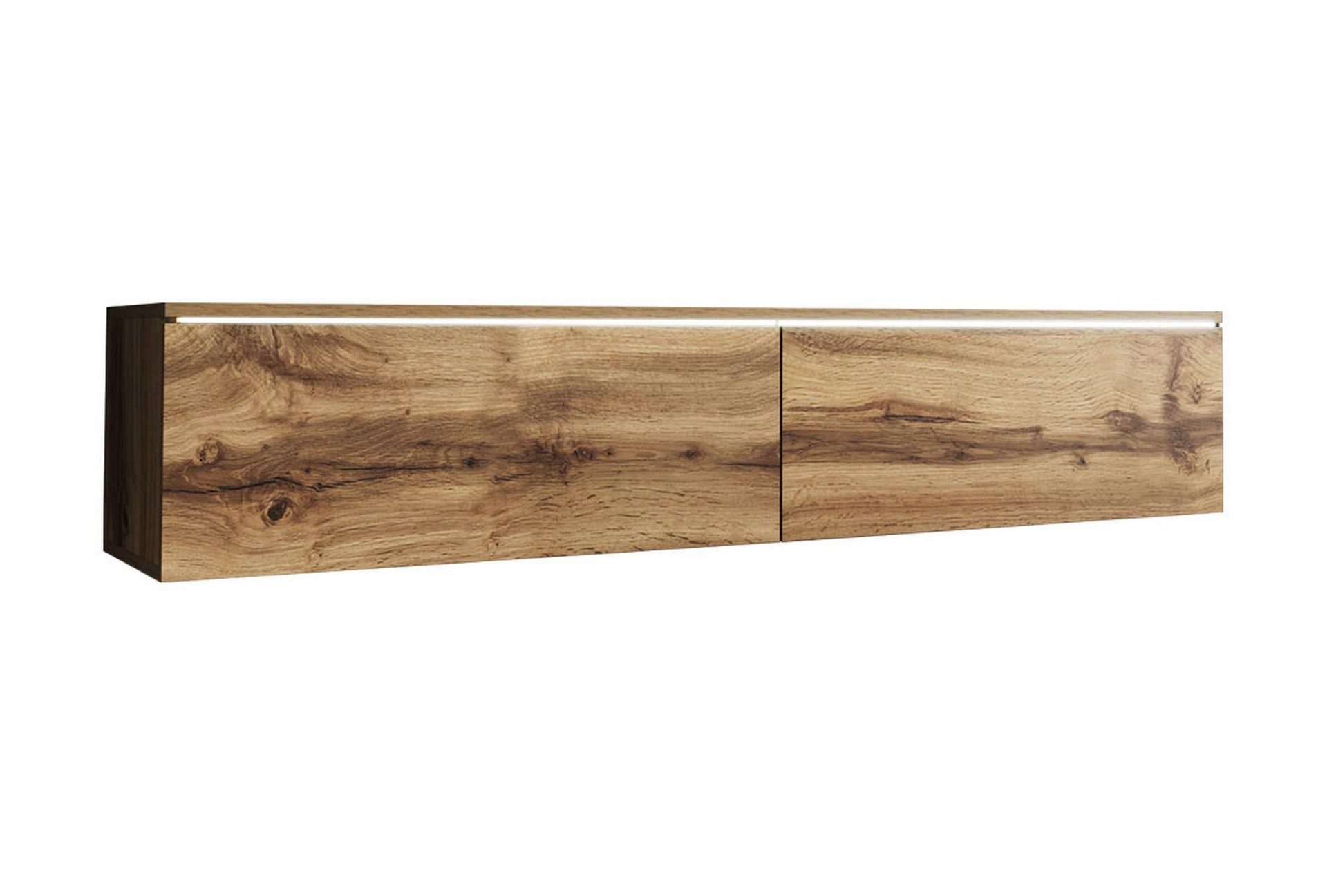 cuguen tv-bänk 140 cm led-belysning - trä/natur|vit led