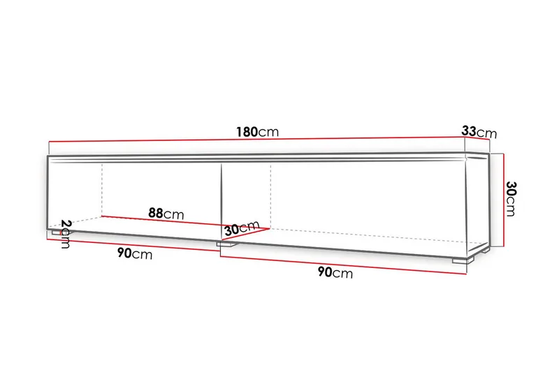 Cuguen TV-bänk 180 cm - Vit/Grå - Möbler - Vardagsrum - Tv-möbler & mediamöbler - Tv-bänkar