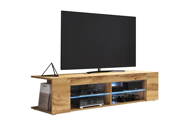 Davalos Golvstående TV Bänk 137 cm med Förvaring i Ek - Brun - Möbler - Vardagsrum - Tv-möbler & mediamöbler - Tv-bänkar