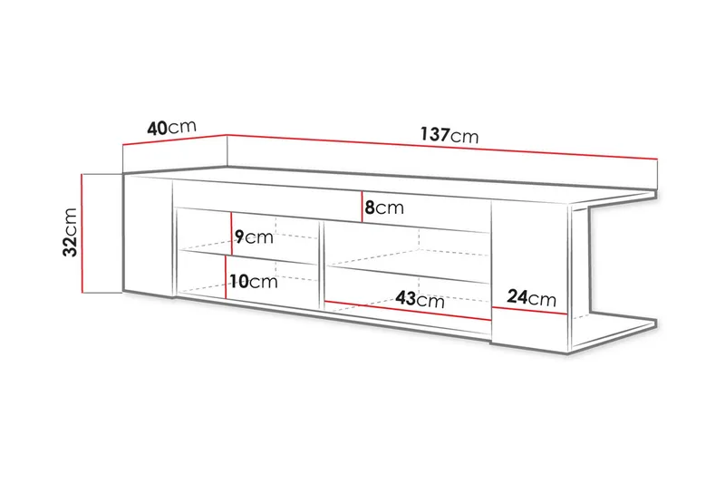 Davalos TV-bänk 137 cm - Ek - Möbler - Vardagsrum - Tv-möbler & mediamöbler - Tv-bänkar