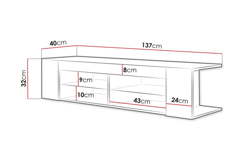 Davalos TV-bänk 137 cm - Ek - Möbler - Vardagsrum - Tv-möbler & mediamöbler - Tv-bänkar