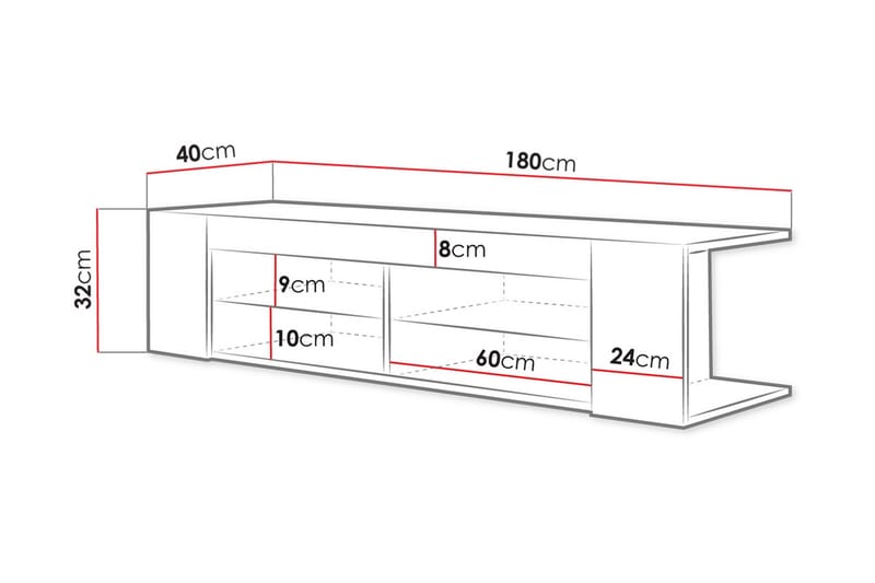 Davalos TV-bänk 180 cm - Ek - Möbler - Vardagsrum - Tv-möbler & mediamöbler - Tv-bänkar