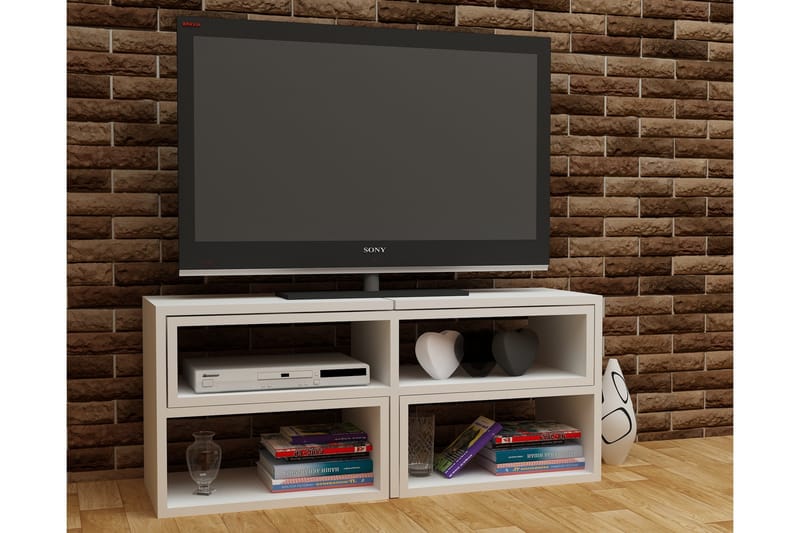 Decorotika Golvstående Utdragbar Tv Bänk 136 cm med Förvaring i Målat Trä - Vit - Möbler - Vardagsrum - Tv-möbler & mediamöbler - Tv-bänkar