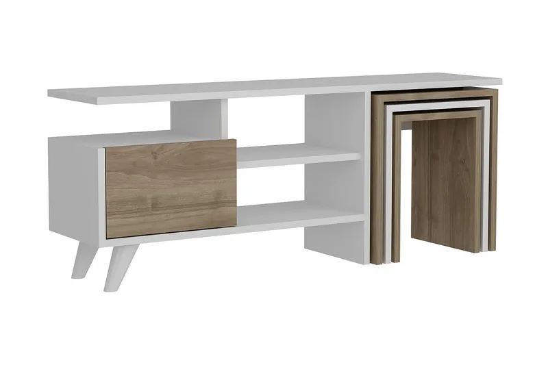 Decorotika Tv-bänk 120 cm, Vit/Valnöt