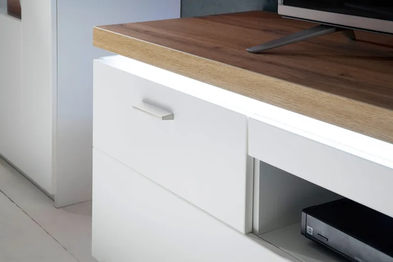 Degaust TV-Bänk 156 cm - Vit/Ek - Möbler - Vardagsrum - Tv-möbler & mediamöbler - Tv-bänkar