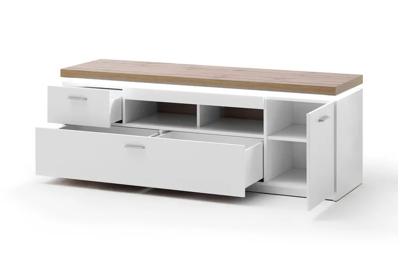 Degaust TV-Bänk 156 cm - Vit/Ek - Möbler - Vardagsrum - Tv-möbler & mediamöbler - Tv-bänkar