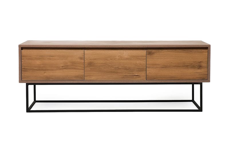 Degerfors Golvstående TV Bänk 140 cm med Förvaring i Ljust Trä - Brun - Möbler - Vardagsrum - Tv-möbler & mediamöbler - Tv-bänkar